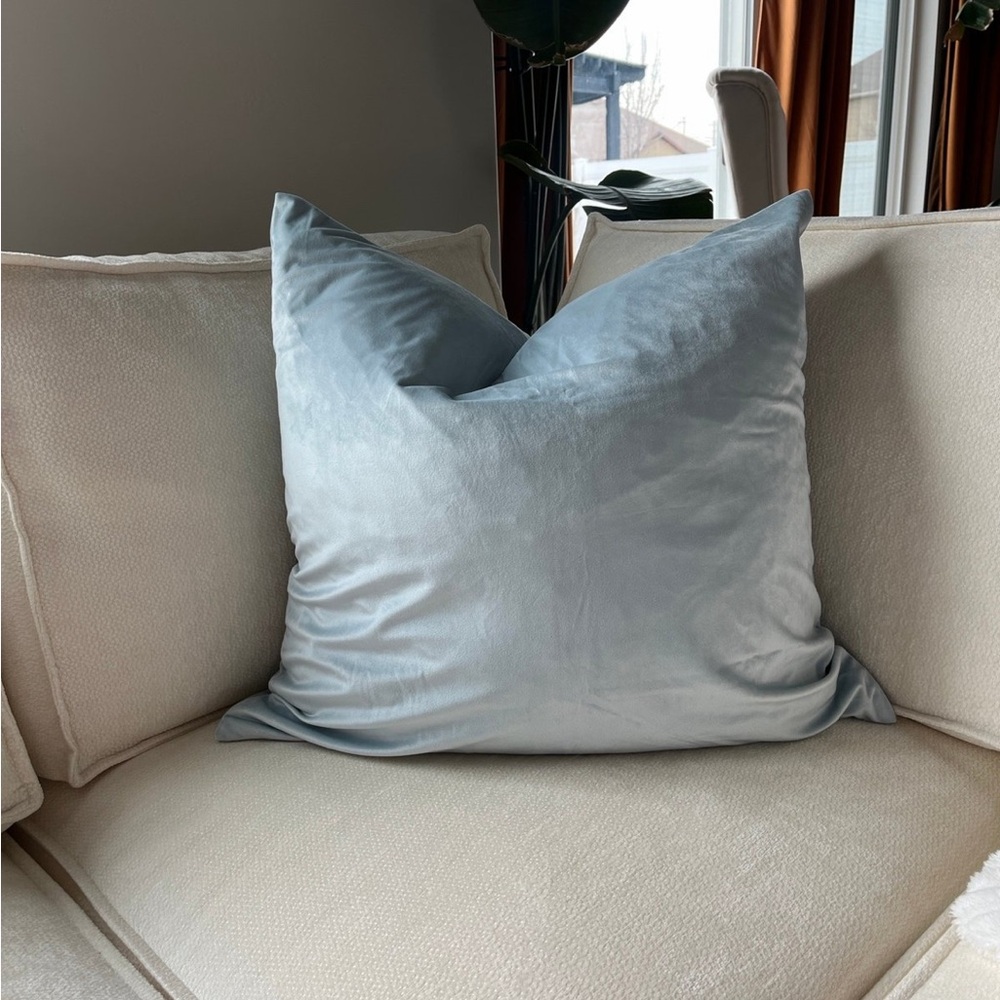Light Blue Velvet set of 2 euro pillow covers